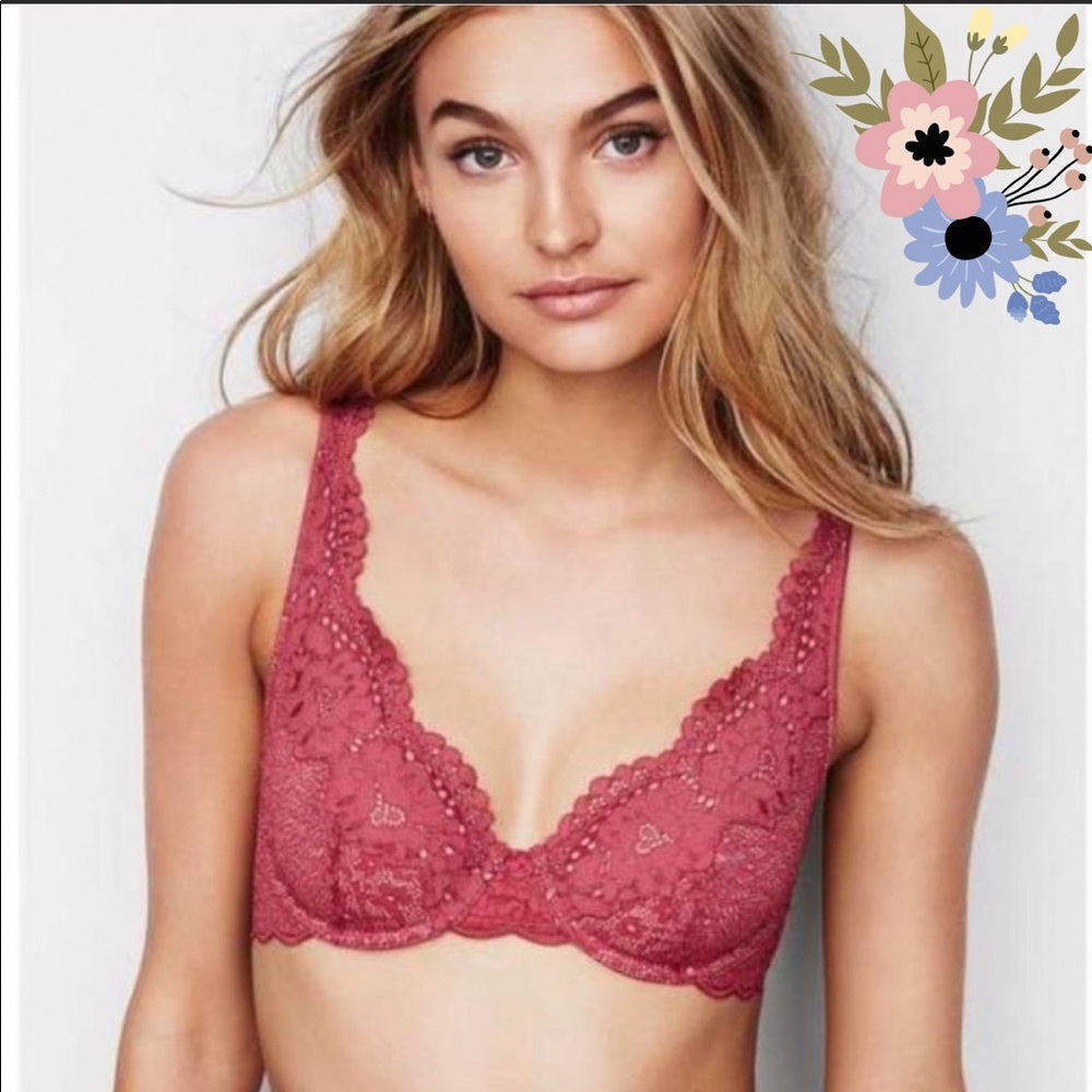 🆕 Victoria’s Secret Unlined Coral Demi Bra, 34C